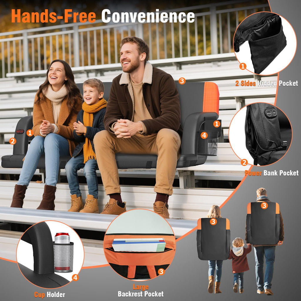 Heated Stadium Seat with Back Support Z2603