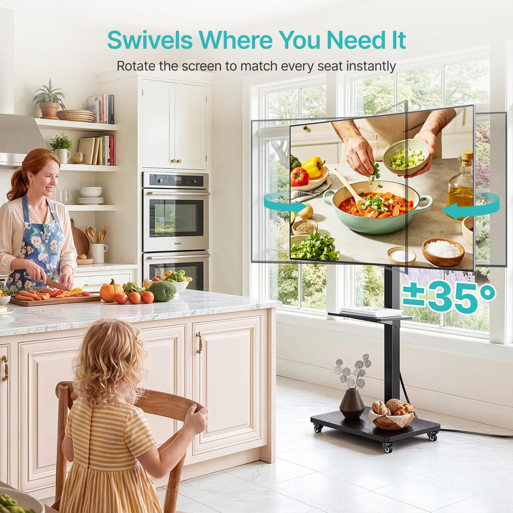 Rolling TV Stand with Power Outlet for 32-75 Inch TVs U2577