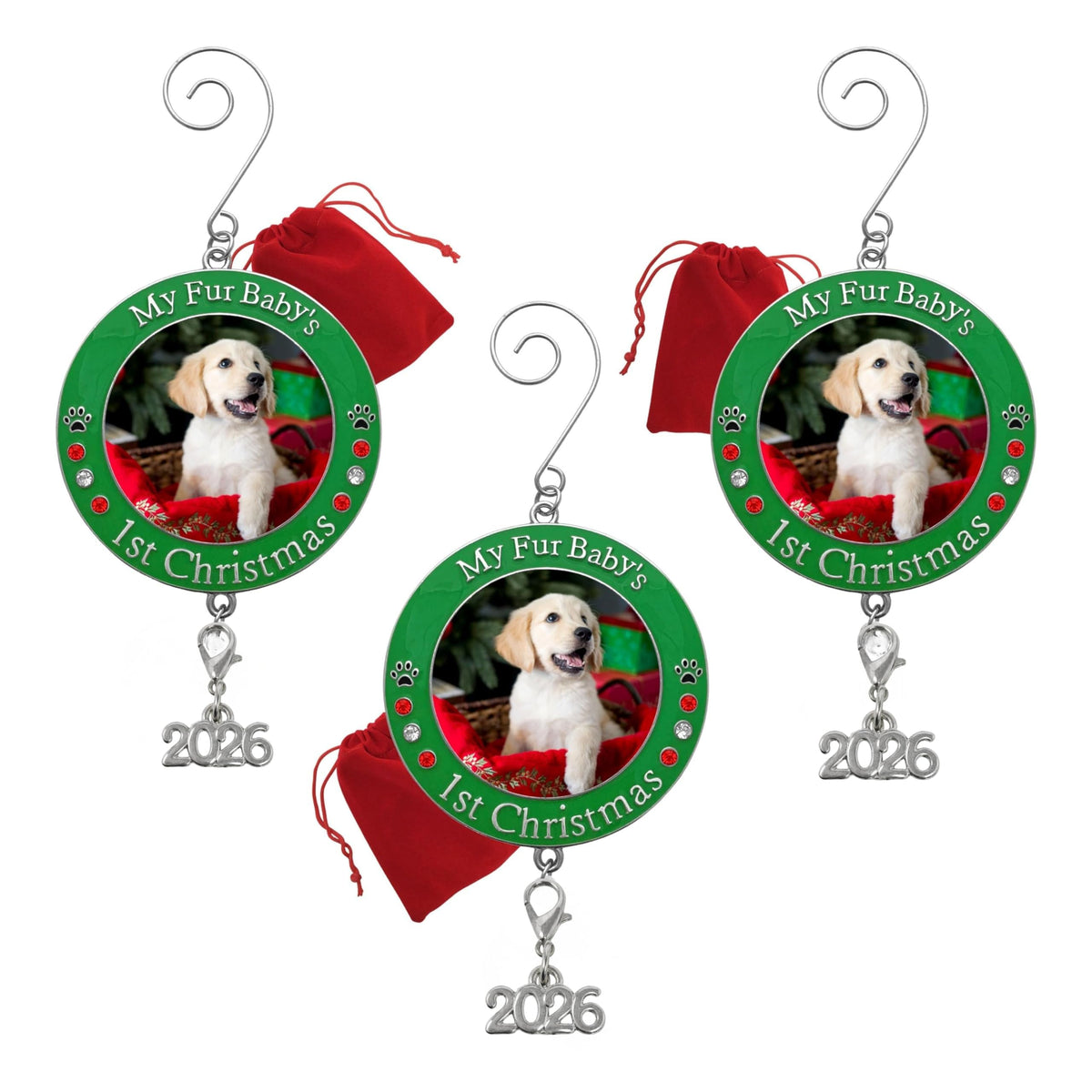 Dog Christmas Photo Ornament 3-Pack 3 Inch B9288
