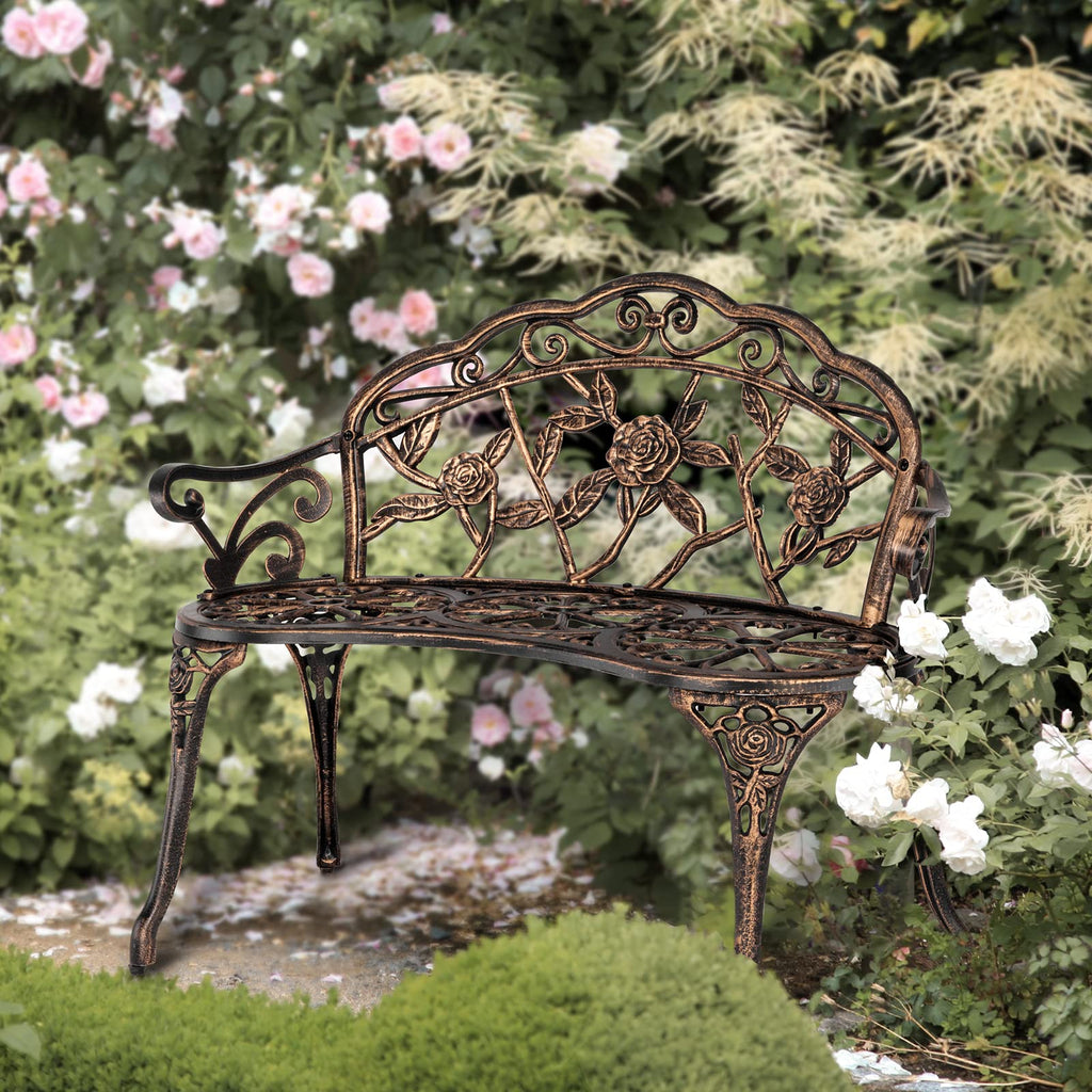 2 Seater Cast Iron Cast Aluminium Garden Bench B979394