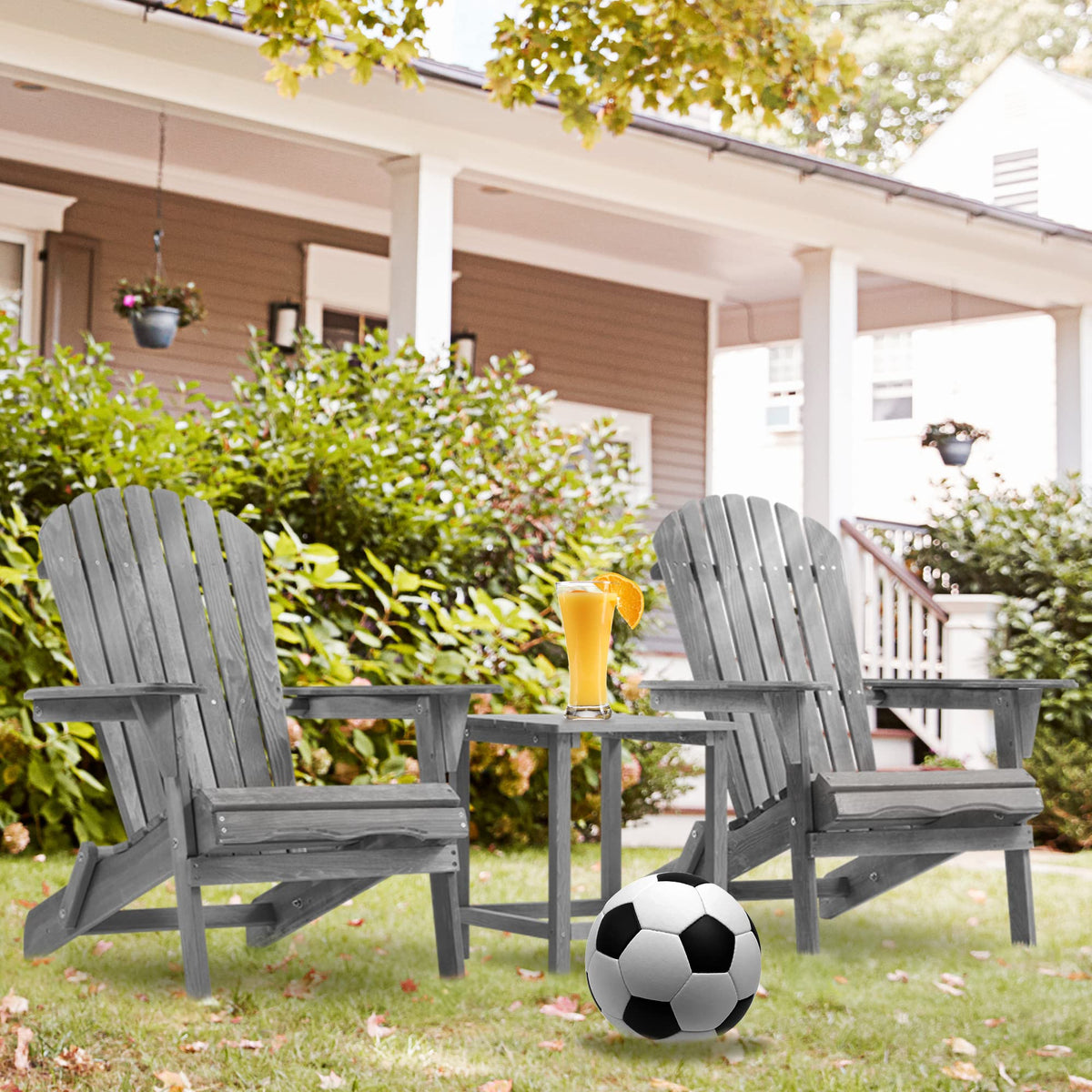 Wooden Folding Adirondack Chairs Set of 2 Solid Cedar B97994