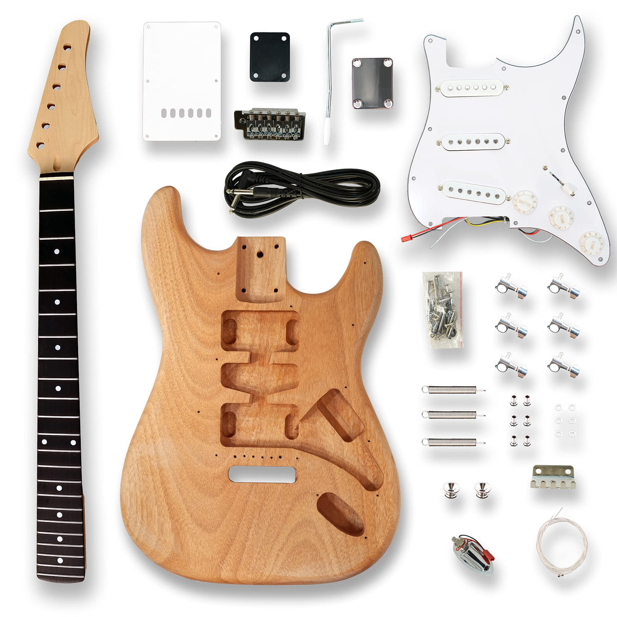 Electric Guitar Kit Okoume Body Maple Neck Ebony Fingerboard F4041