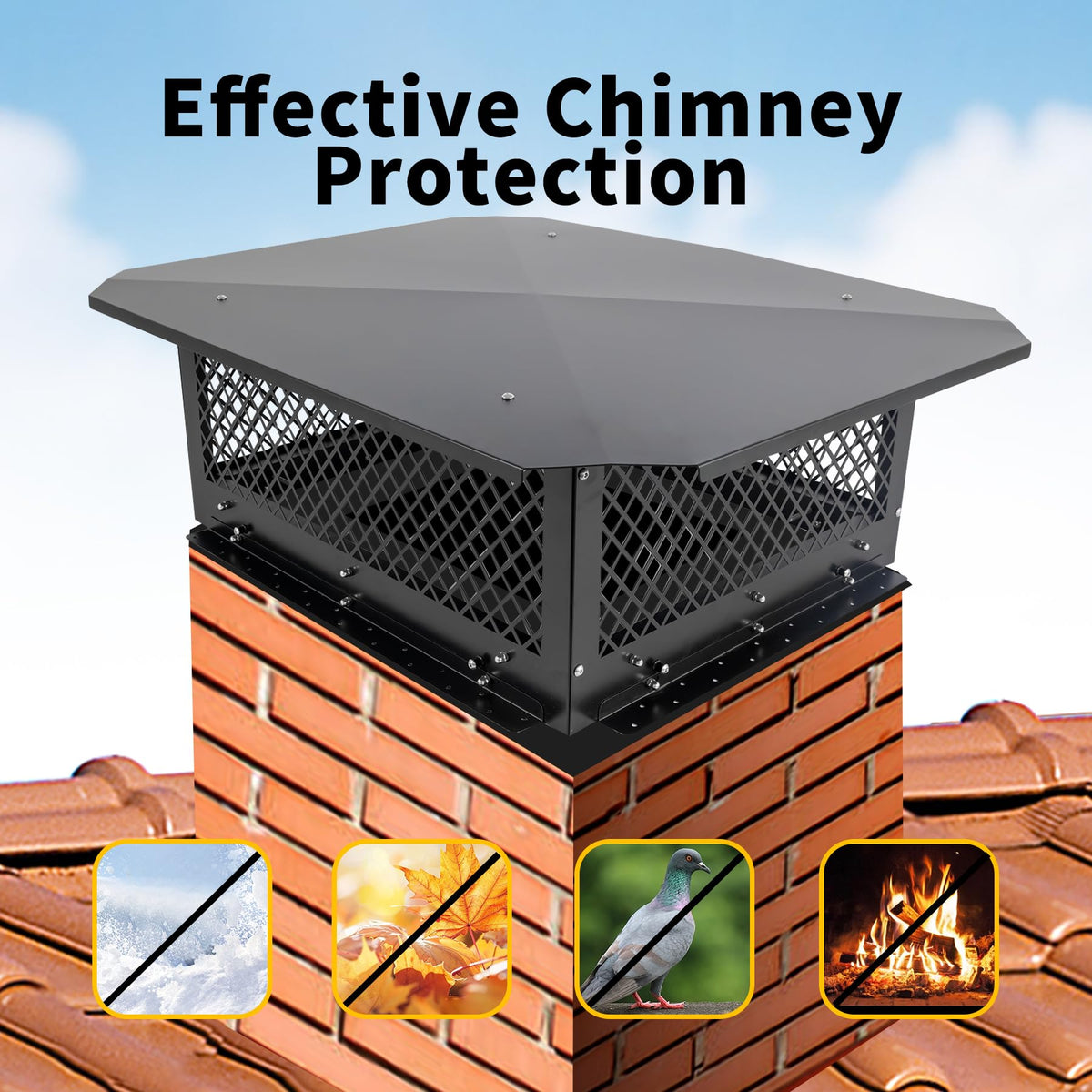 Black Galvanized Steel Chimney Cap U982822