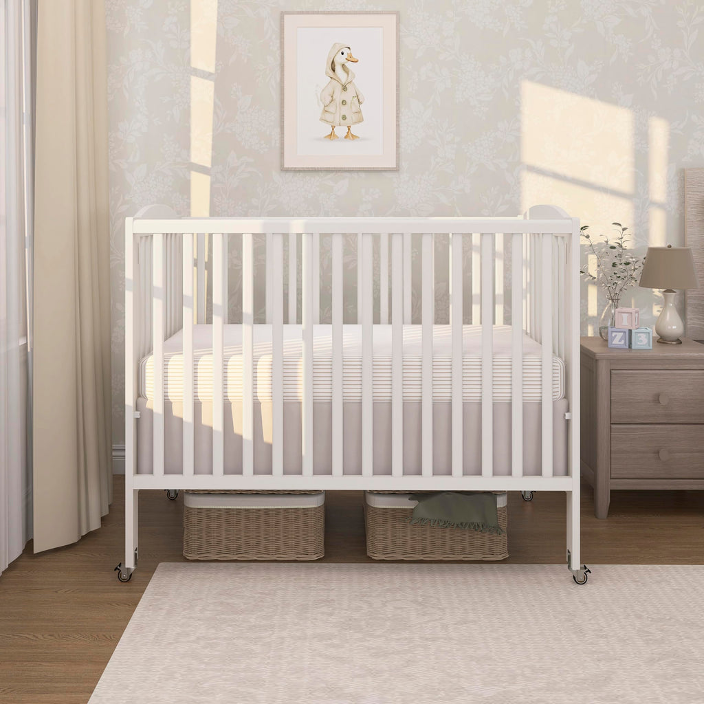 Full Size 2-in-1 Folding Baby Crib White C32681