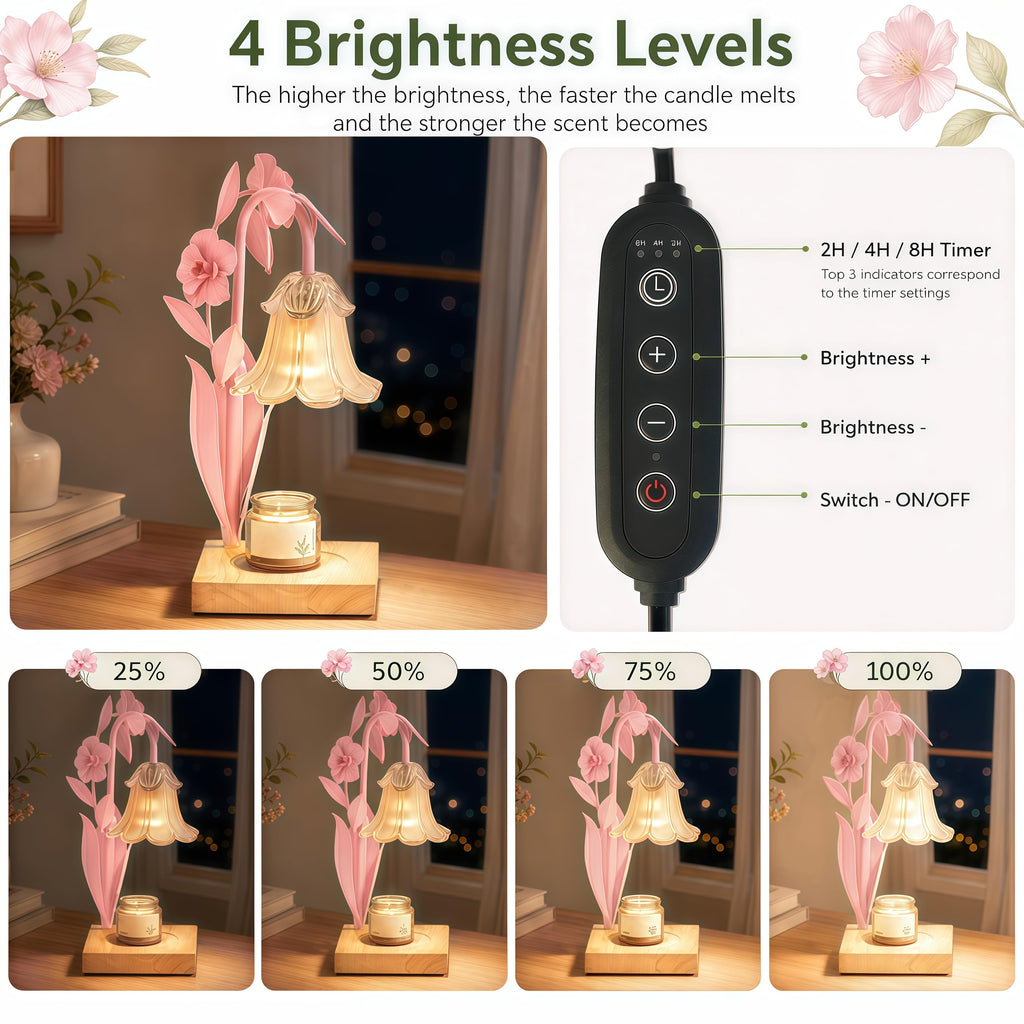 Pink Dimmable Candle Warmer Lamp with Timer H230