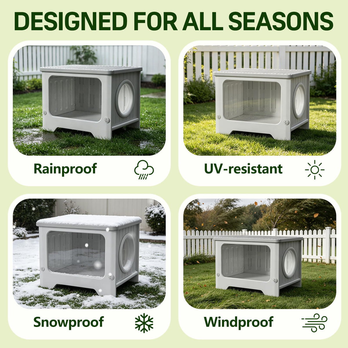Weatherproof Stackable Outdoor Cat House with Clear Window O215777