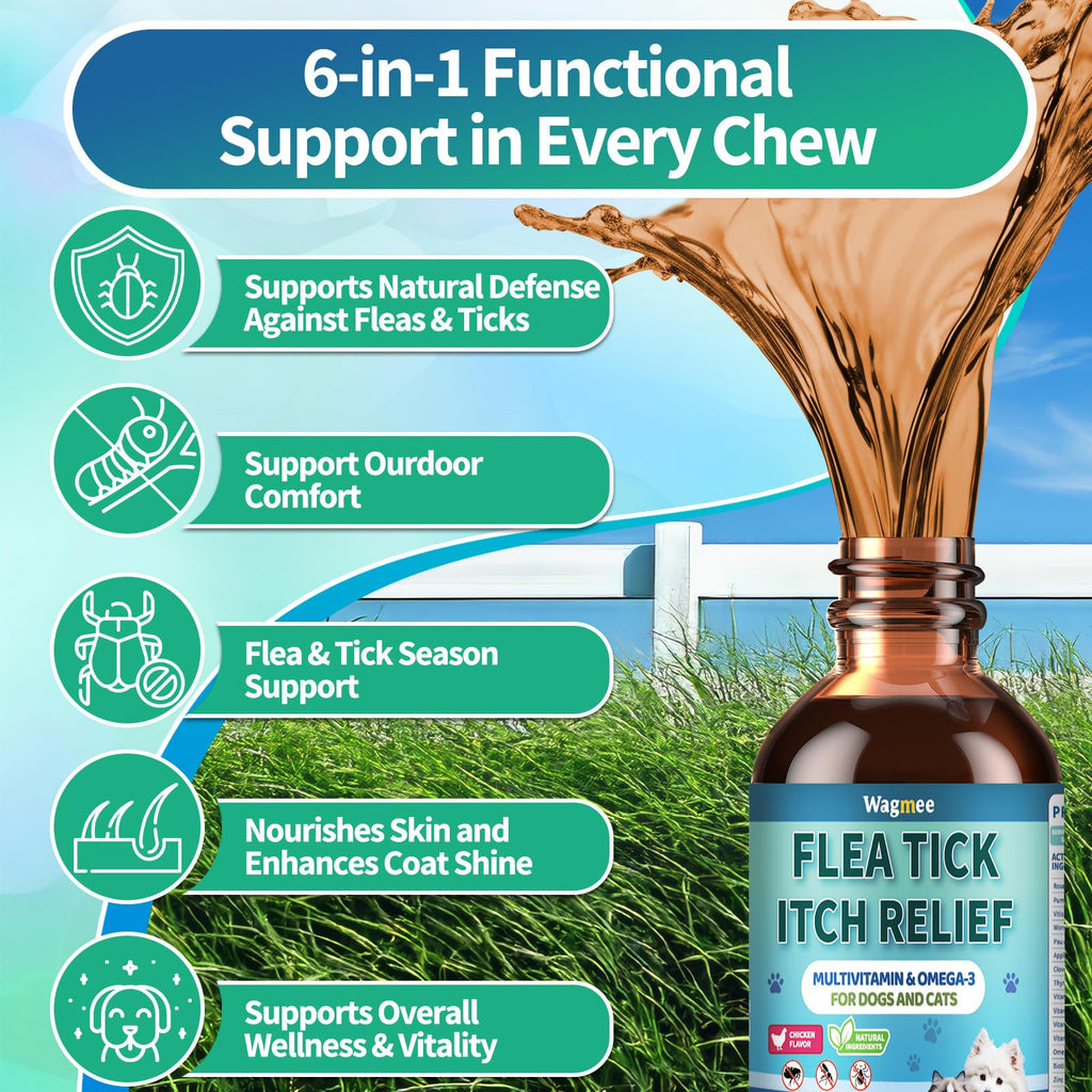 Natural Oral Flea and Tick Drops with Multivitamin for Pets Z151045
