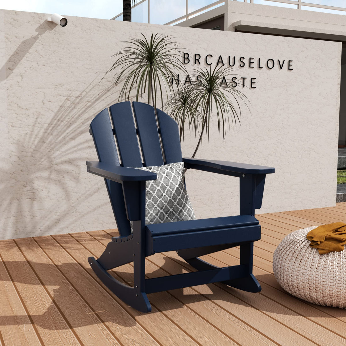 Navy Blue HDPE Outdoor Rocking Chair I6571