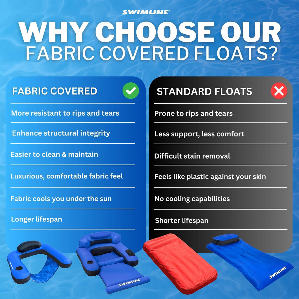 Fabric Covered Inflatable Pool Lounger with Cup Holder T584