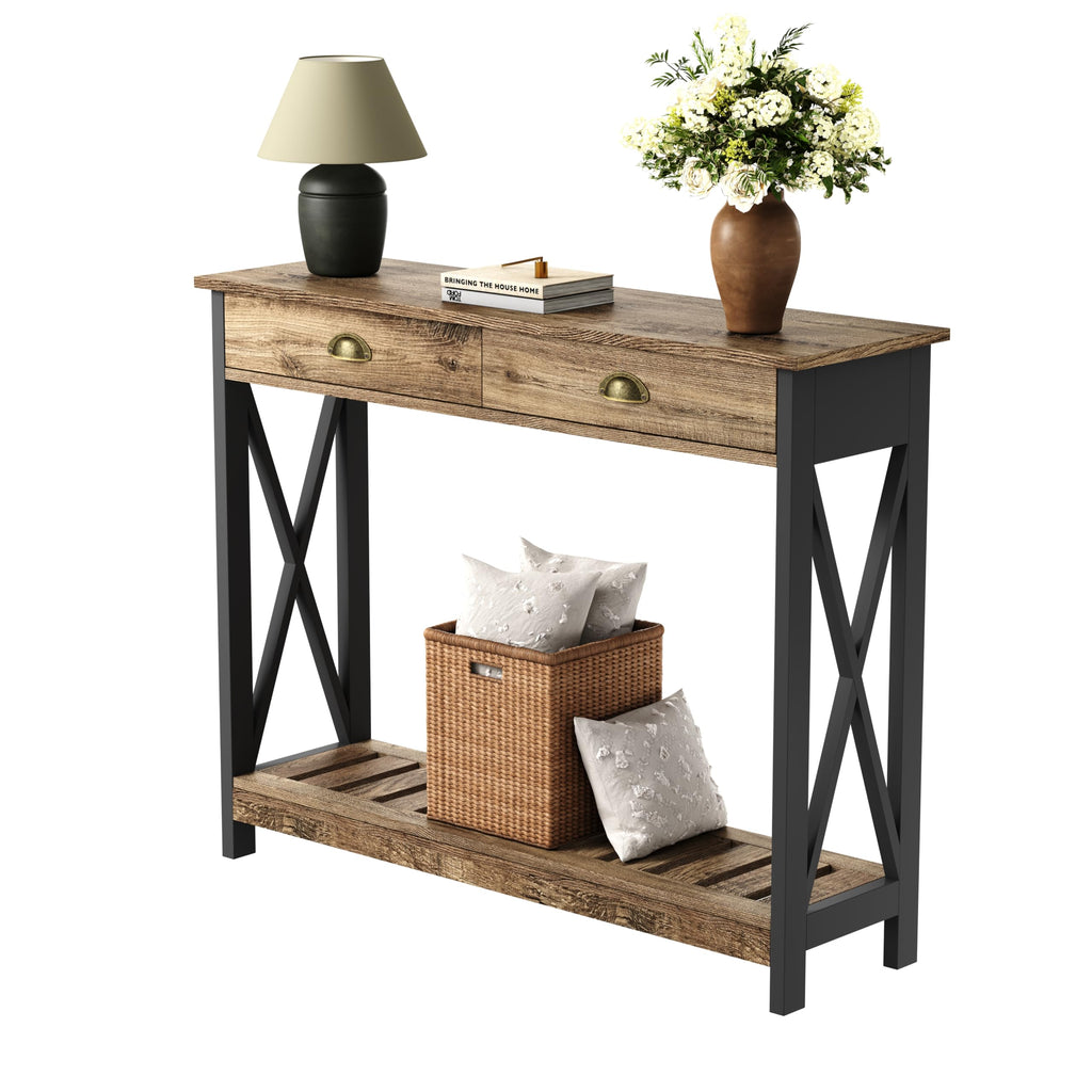 Farmhouse Console Table with Drawer Q29618