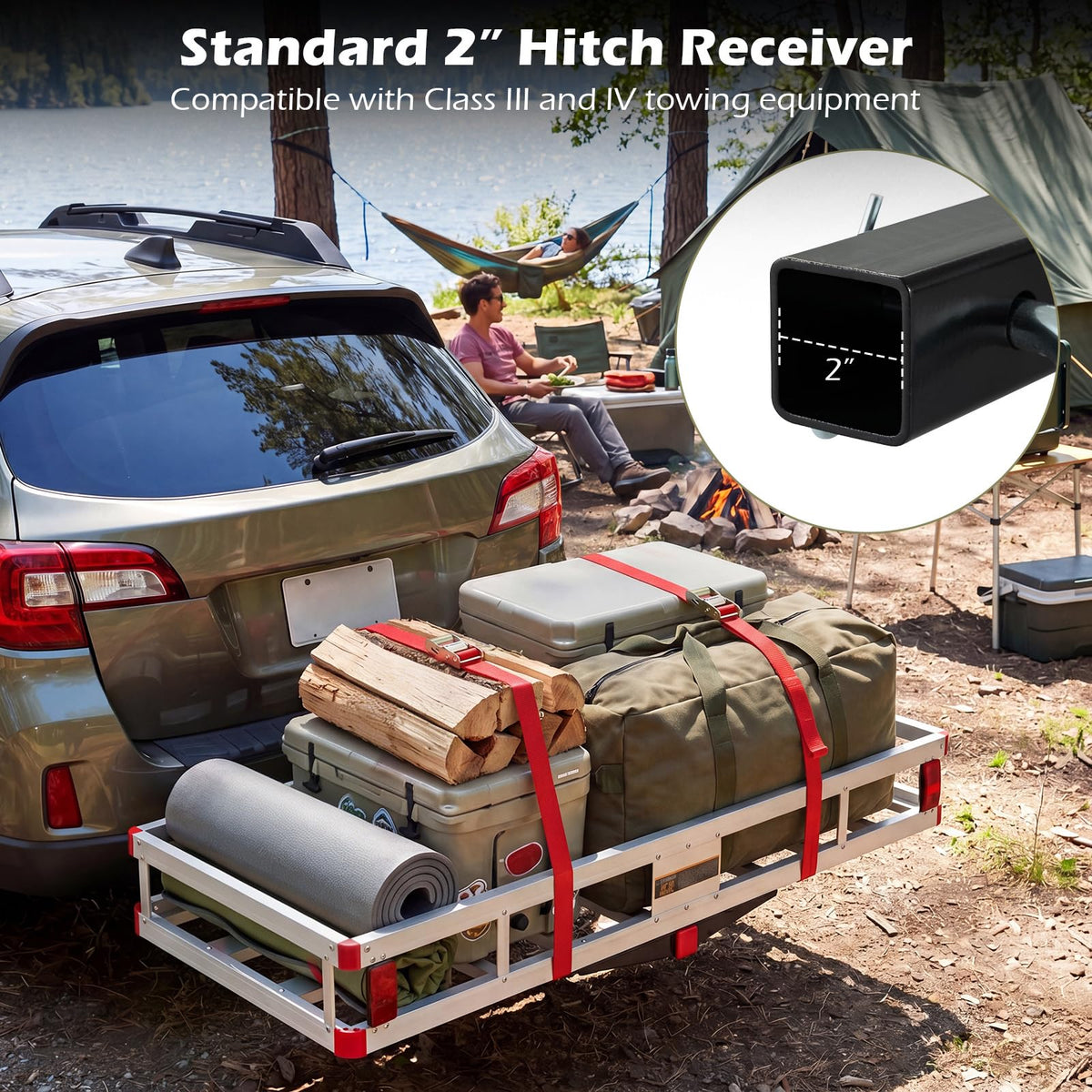 Aluminum Hitch Mount Cargo Carrier with 500LBS Capacity V11044