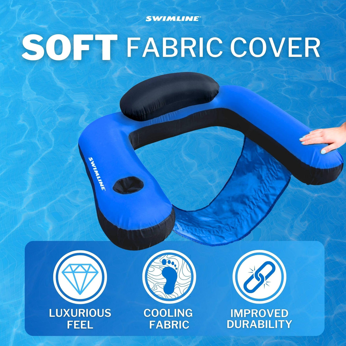 Fabric Covered Inflatable Pool Lounger with Cup Holder T584