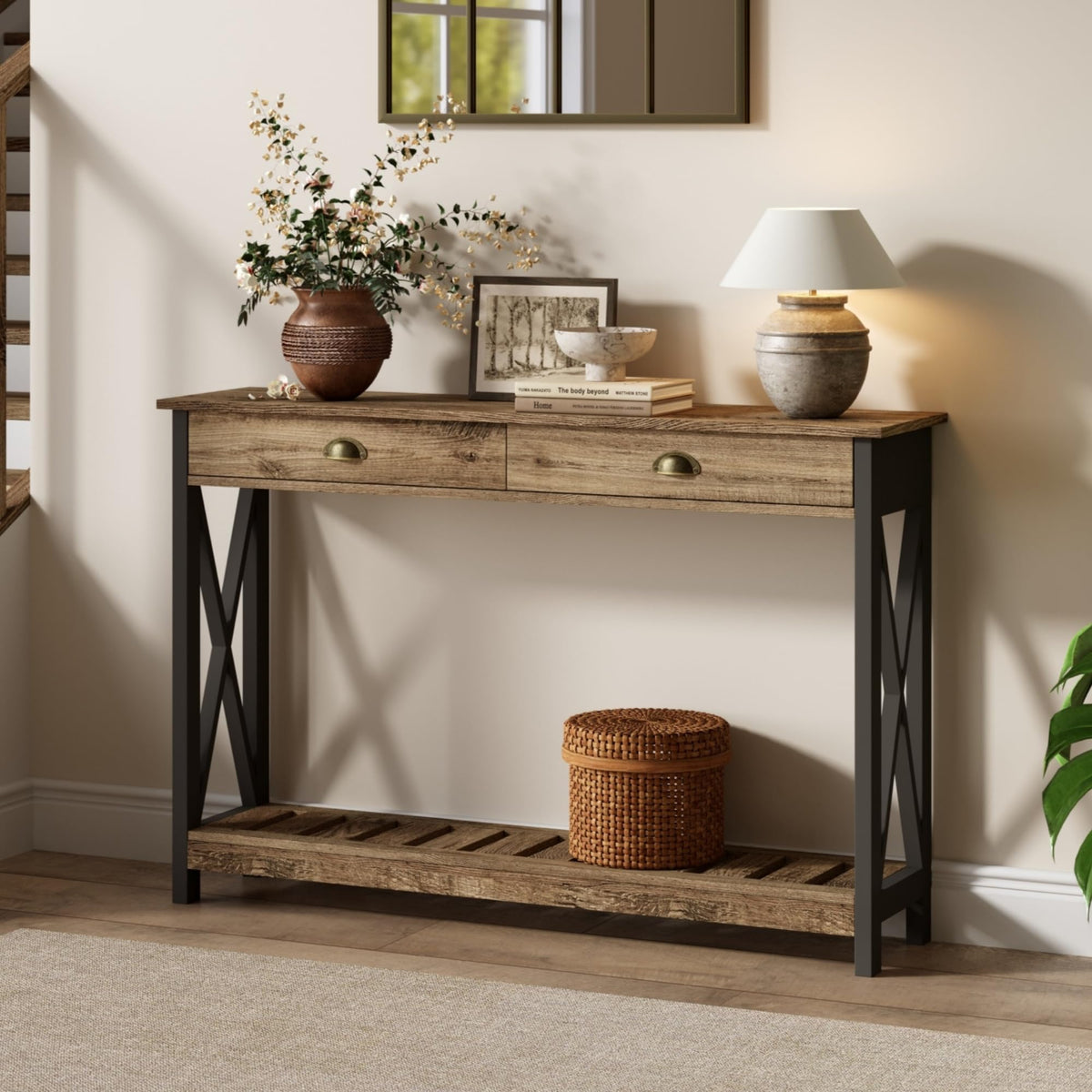 Farmhouse Console Table with Drawer Q29618