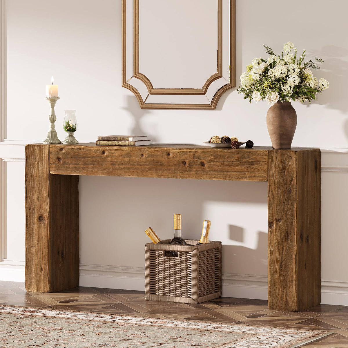Solid Wood 63-Inch Console Table D7055