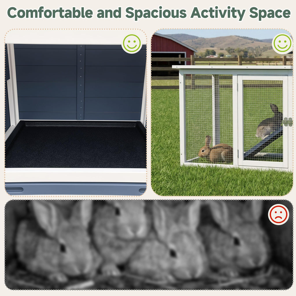 Wooden Rabbit Hutch with Pull-Out Cleaning Tray R8617