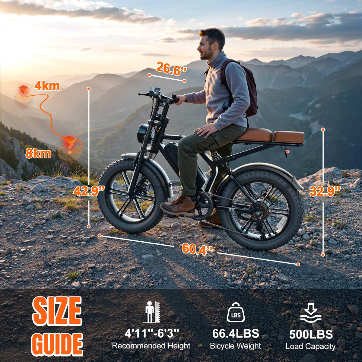 Electric Bike 48V 15 Ah Battery 2000W Peak Motor J3924