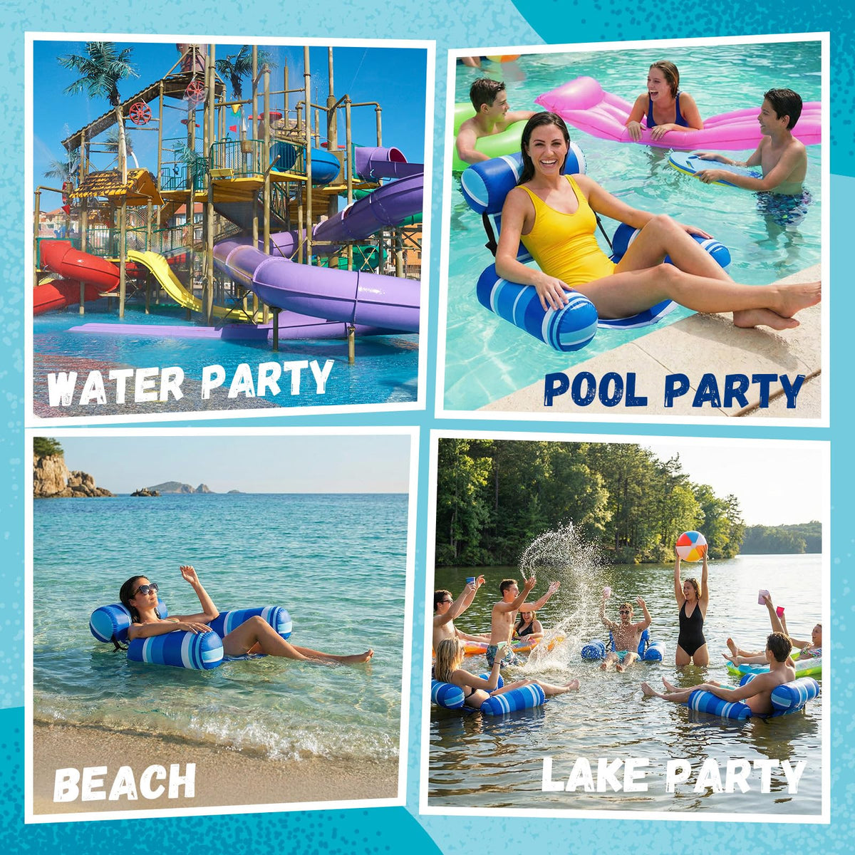 4 Packs Inflatable Pool Floats Chairs J692821
