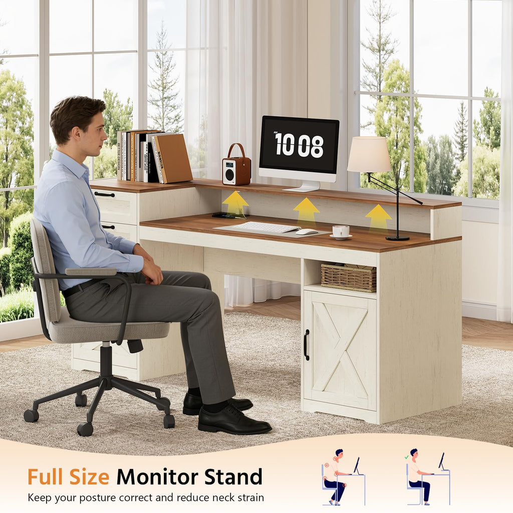 63" Computer Desk with 4 Drawers C296