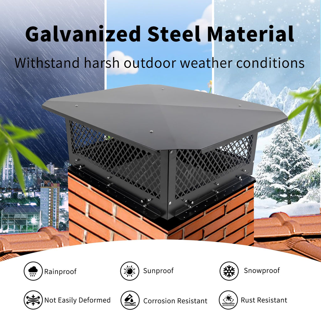 Black Galvanized Steel Chimney Cap U982822