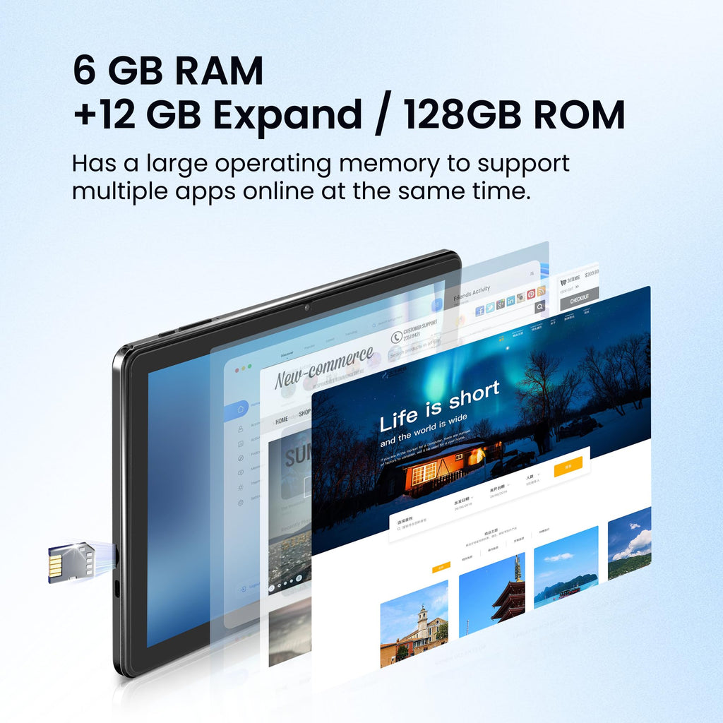 Android 15 Tablet, 10.1 Inch 18GB RAM 128GB ROM, 1TB Expandable, 1280 * 800 HD Display, 5G WiFi, BT5, 6000mAh Battery, GMS B65574