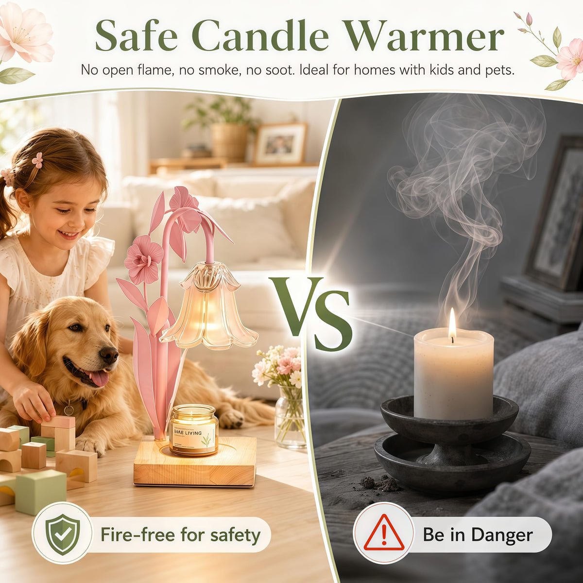 Pink Dimmable Candle Warmer Lamp with Timer H230
