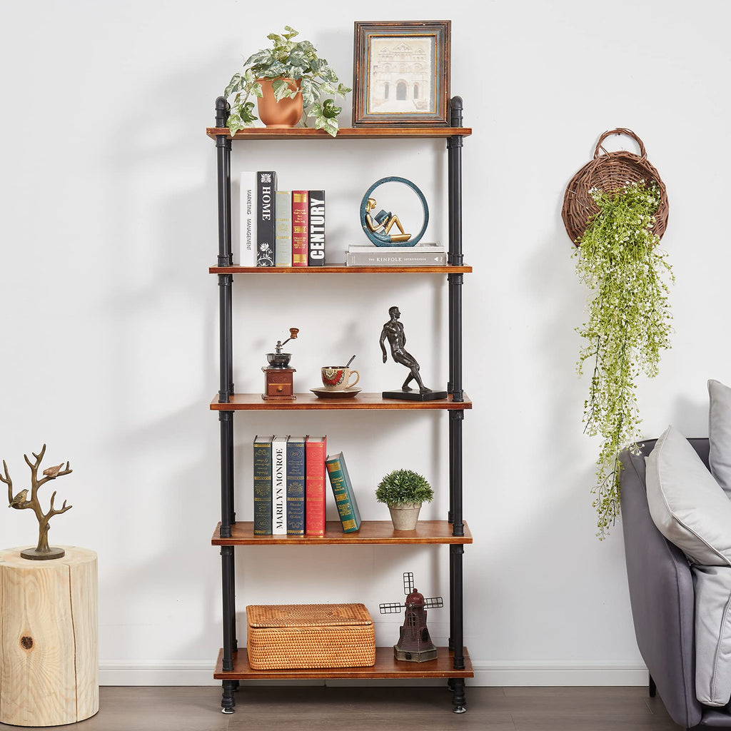 5 Tier Rustic Brown Bookshelf A126346