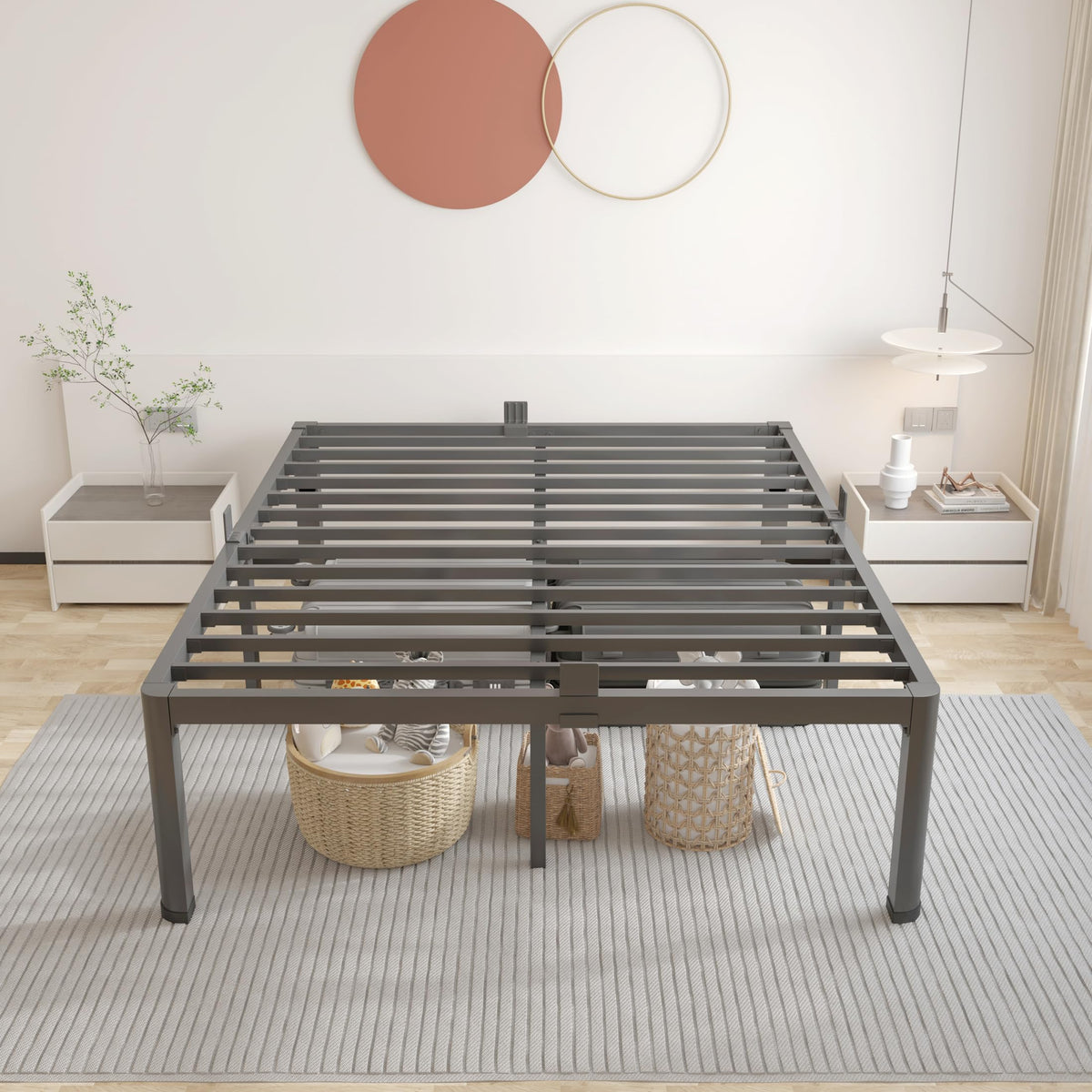 18 Inch Queen Bed Frame with Rounded Corner W53075