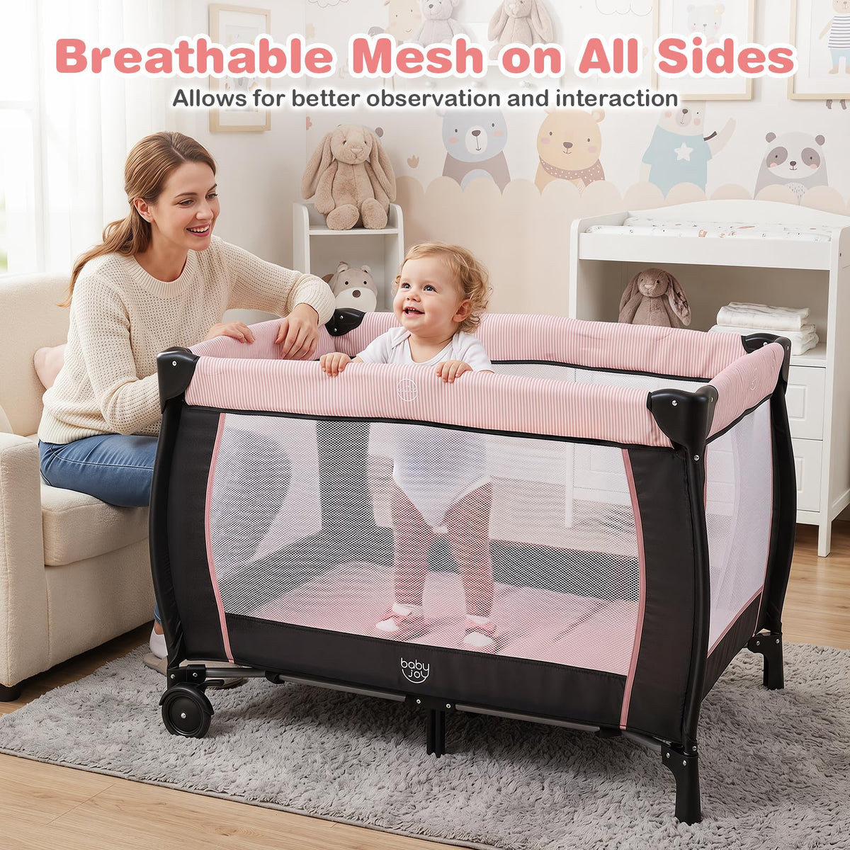 3 in 1 Pack and Play Portable Baby Playard with Bassinet B290544