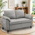 Light Grey Linen Loveseat Sofa with Side Pocket W638591