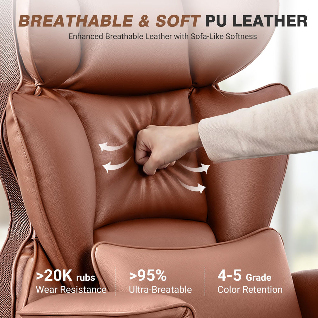 Big and Tall Leather Office Chair with Footrest I56948