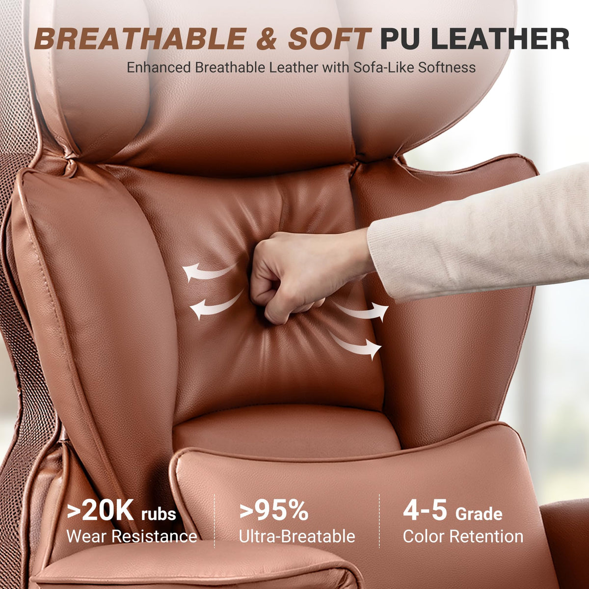 Big and Tall Leather Office Chair with Footrest I56948
