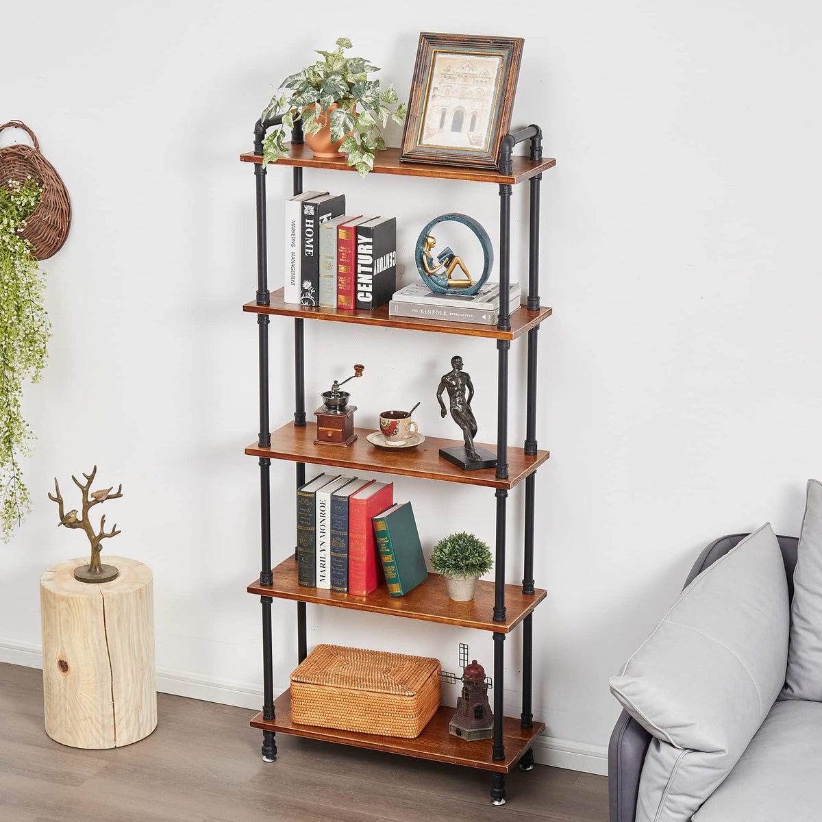 5 Tier Rustic Brown Bookshelf A126346
