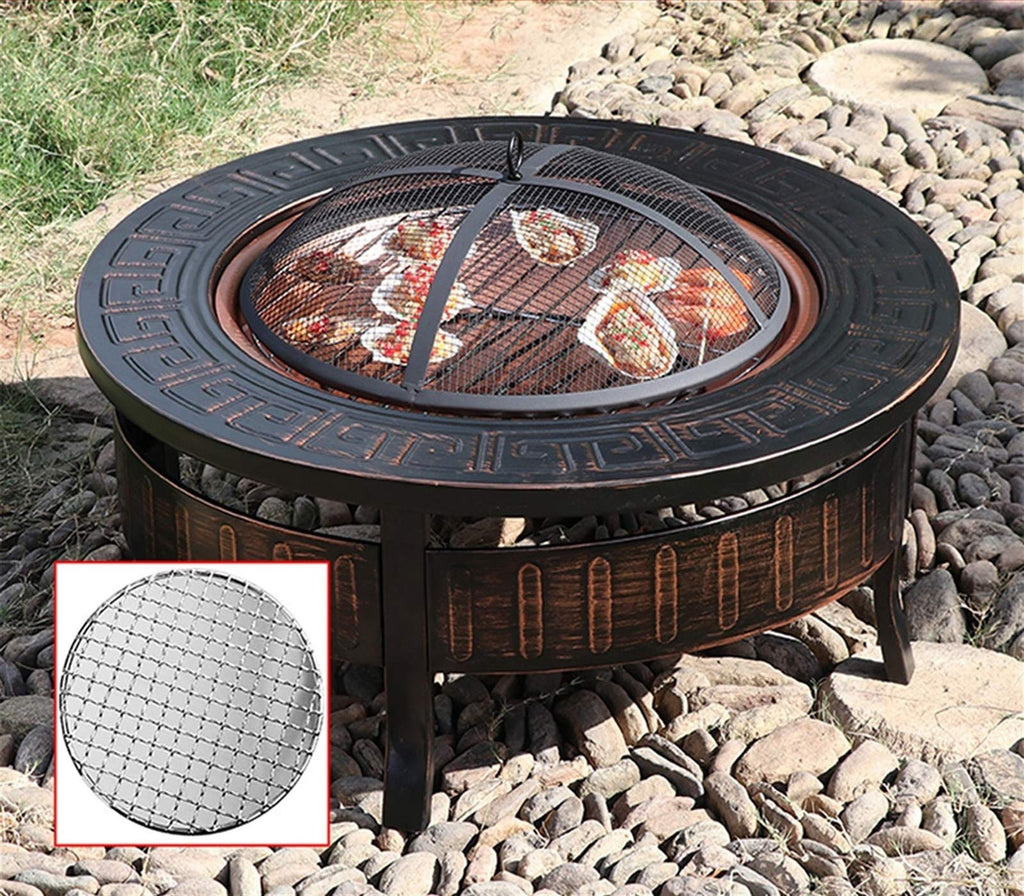 Wood-Burning Fire Pit Bowl with Spark Screen A48340