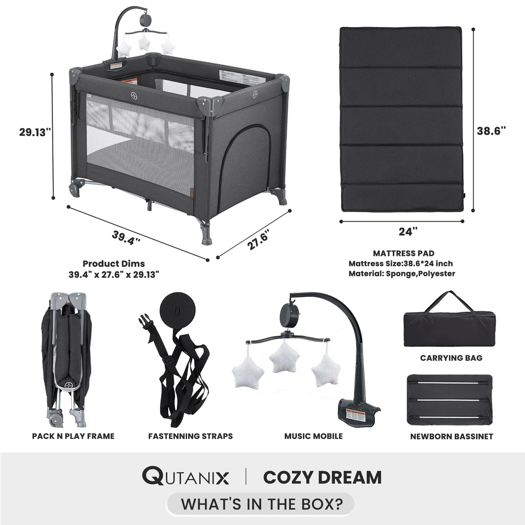 2-in-1 Pack and Play with Mattress, Bassinet and Playpen R41179