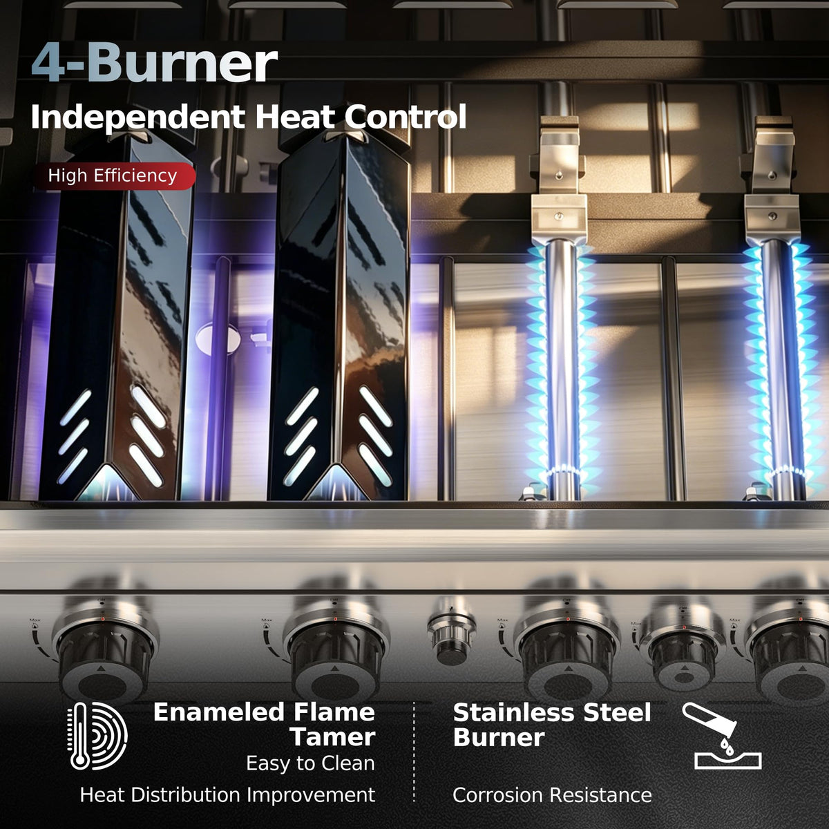 4 Burner Gas Grill with Infrared Side Burner A23422