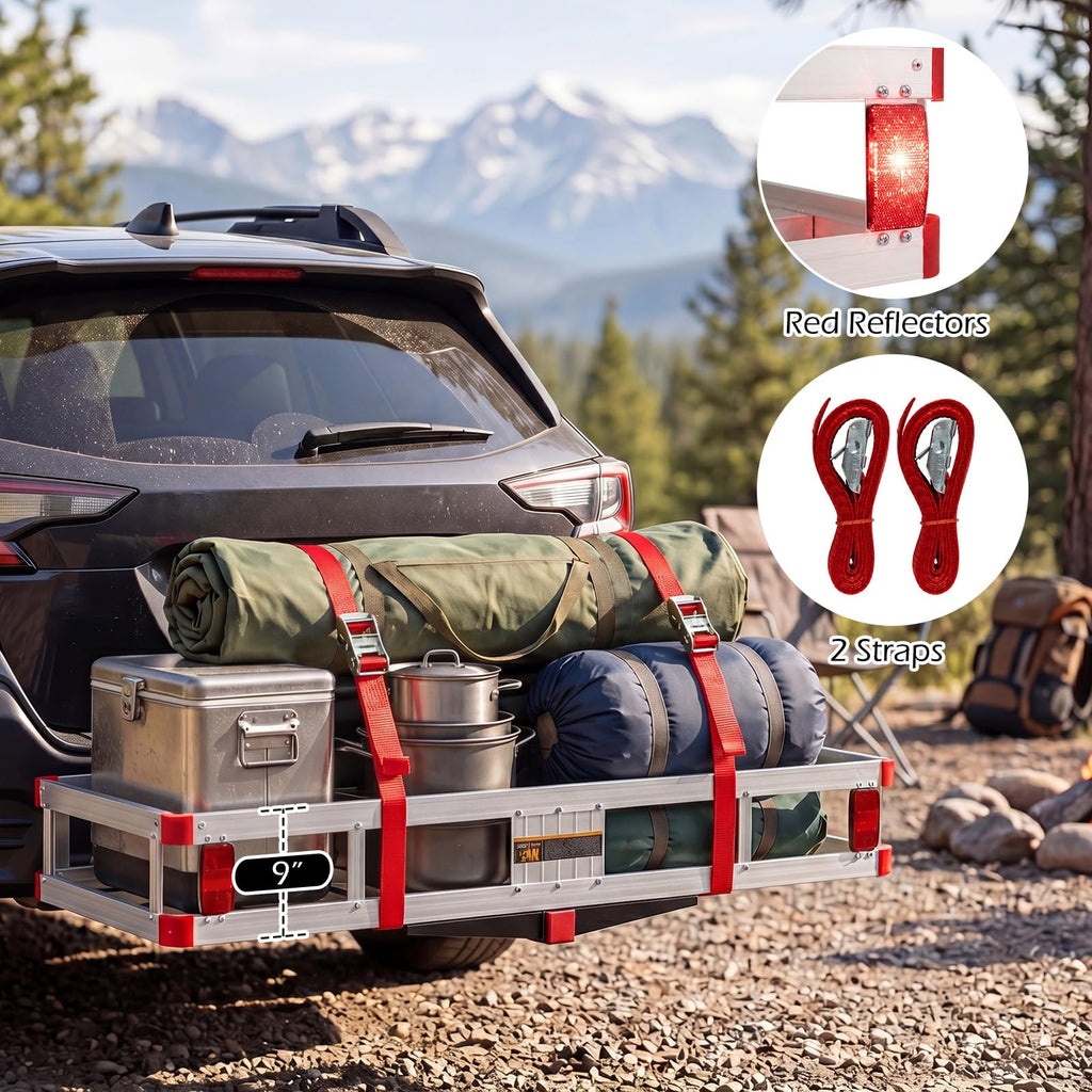 Aluminum Hitch Mount Cargo Carrier with 500LBS Capacity V11044