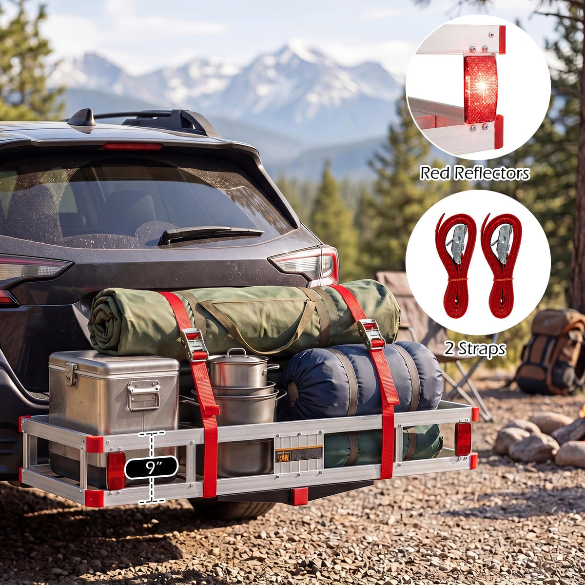 Aluminum Hitch Mount Cargo Carrier with 500LBS Capacity V11044