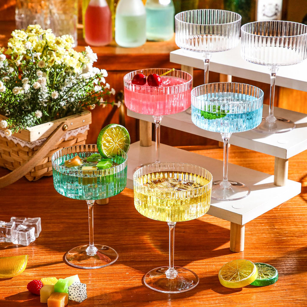 6 Pcs 10 oz Clear Plastic Martini Glasses P734774
