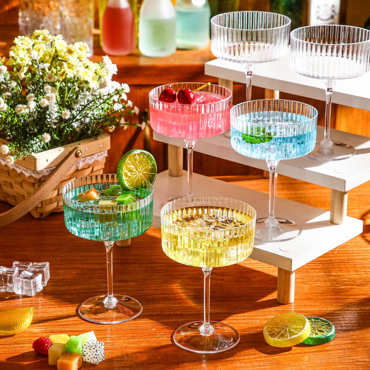 6 Pcs 10 oz Clear Plastic Martini Glasses P734774