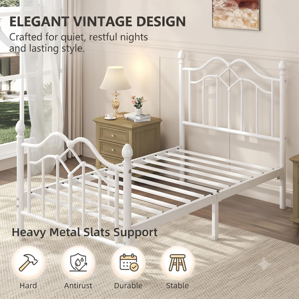 Twin Size Bed Frame with Victorian Headboard & Footboard T46290