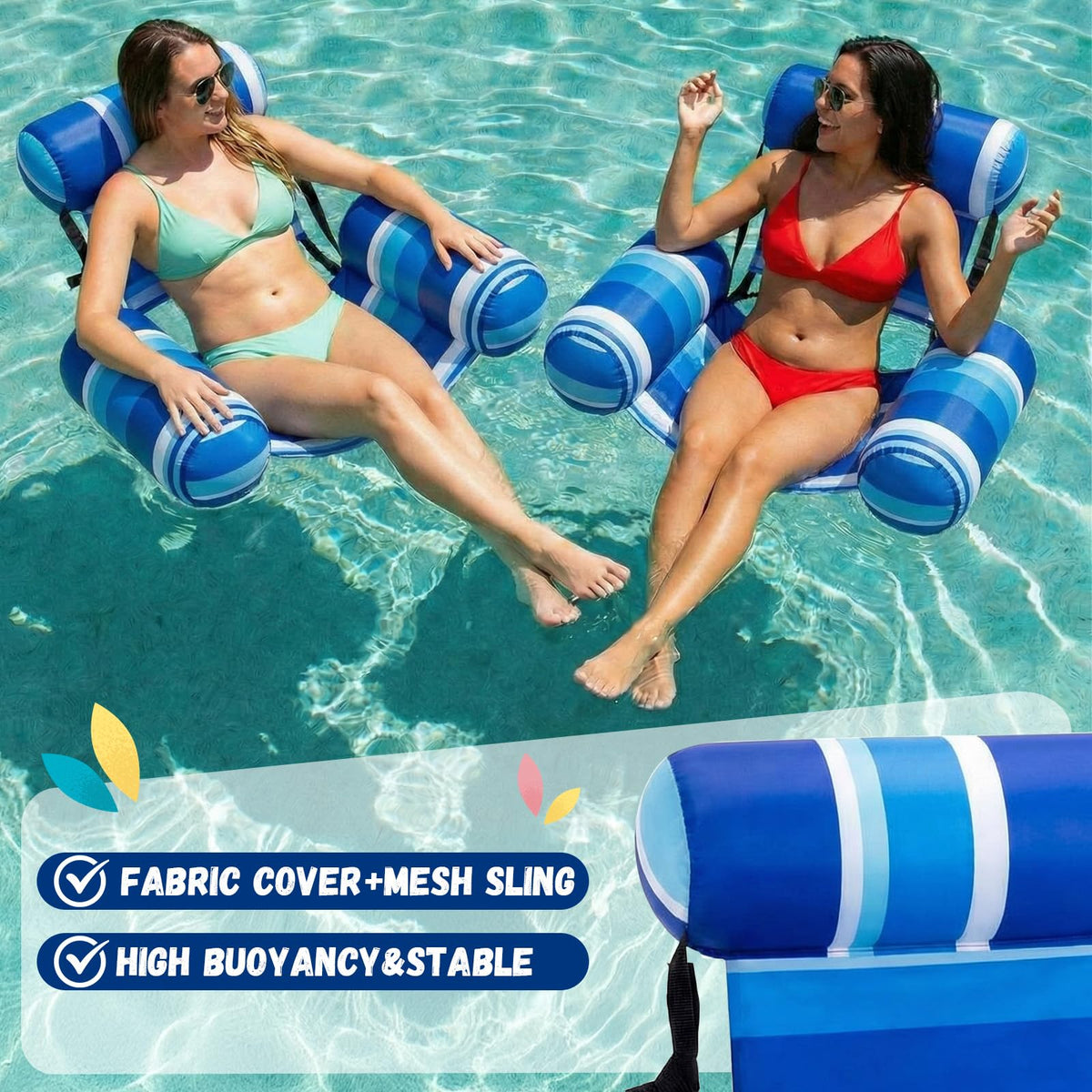 4 Packs Inflatable Pool Floats Chairs J692821