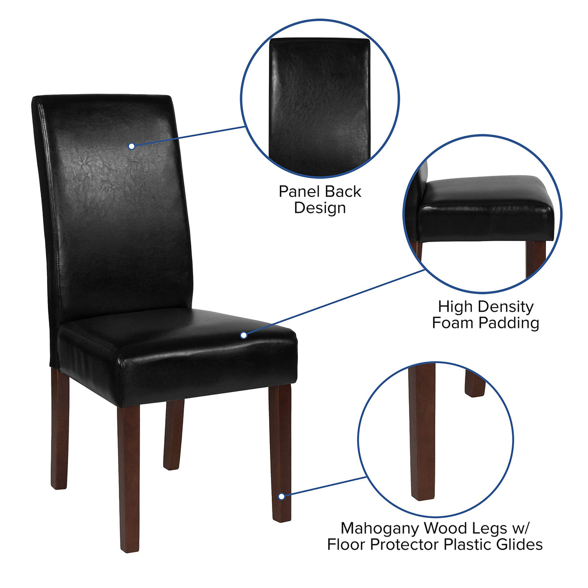 Black Faux Leather Parsons Chair 6-Pack C459318