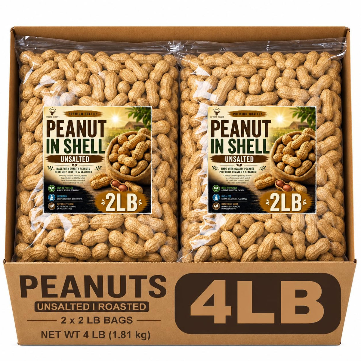 4 LB Unsalted Roasted Peanuts In Shell V116