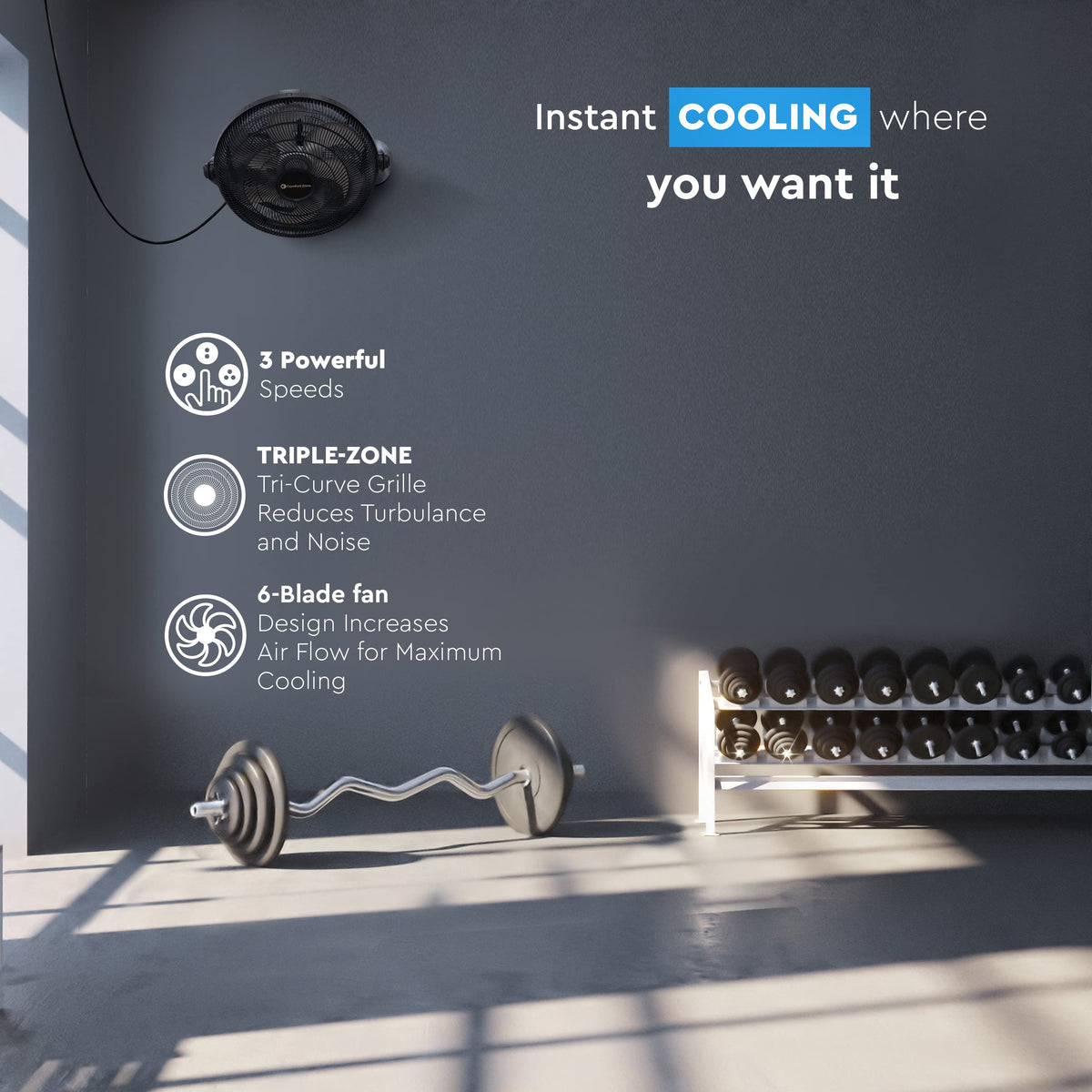 9 inch 3-Speed Floor Fan with Wall-Mounting V482