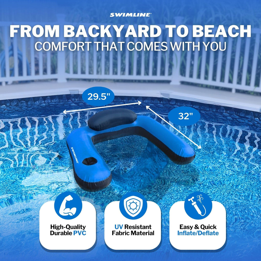 Fabric Covered Inflatable Pool Lounger with Cup Holder T584