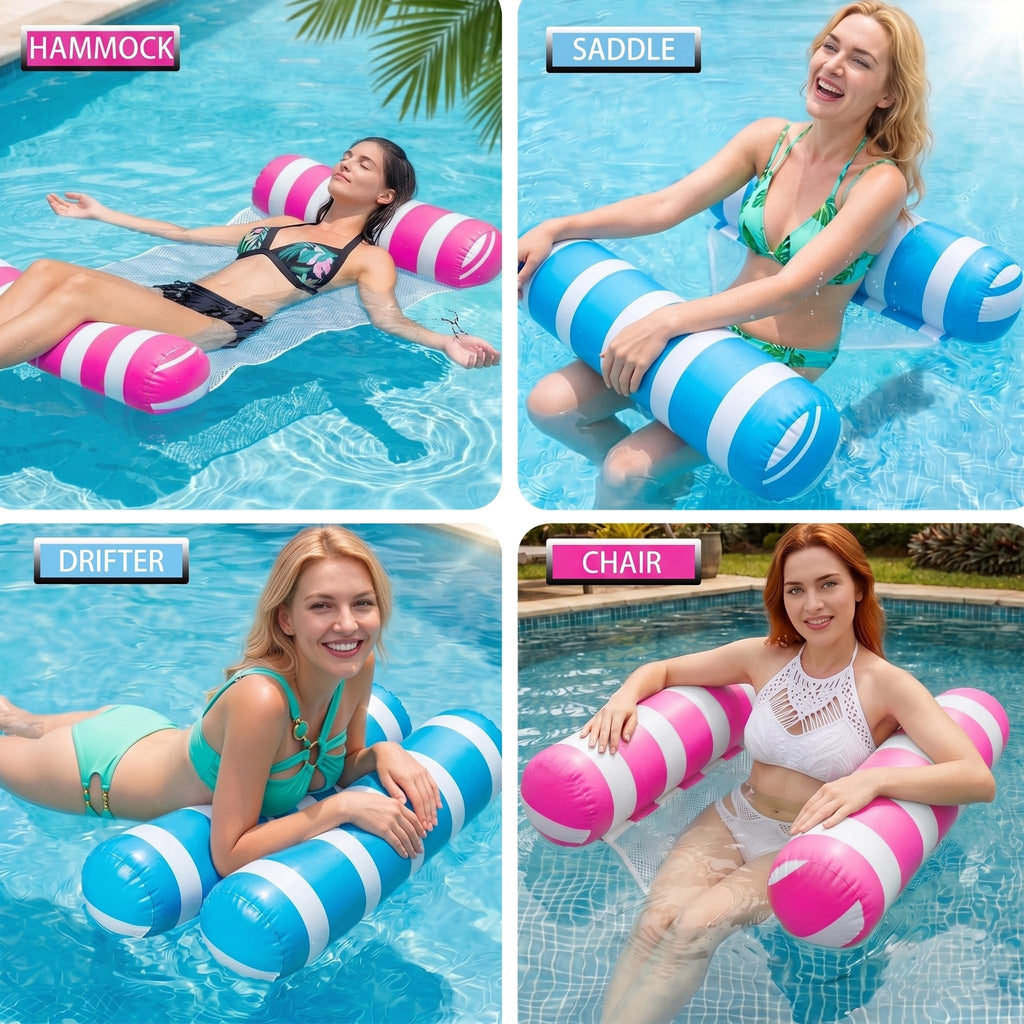 Inflatable Pool Floats Adult Size Water Hammock 4-in-1 Pool Lounge Chairs H99225