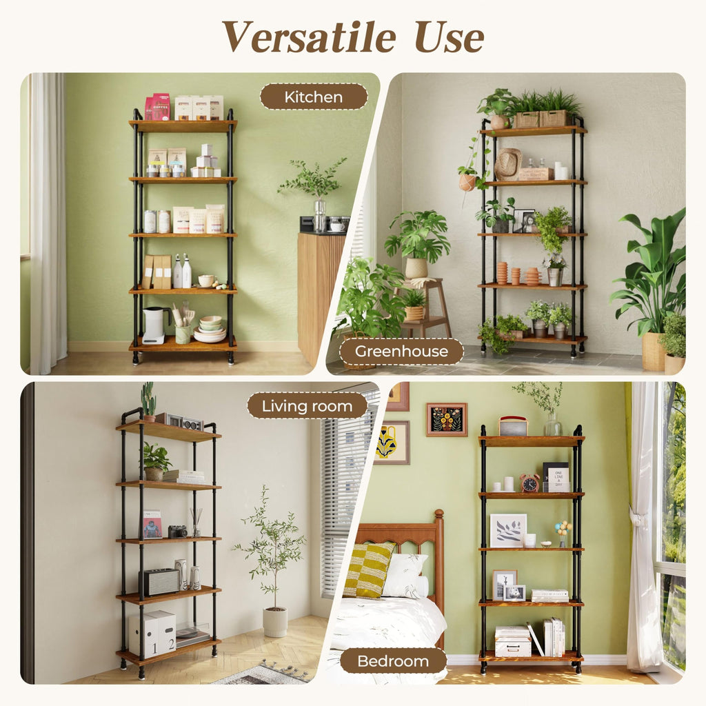 5 Tier Rustic Brown Bookshelf A126346