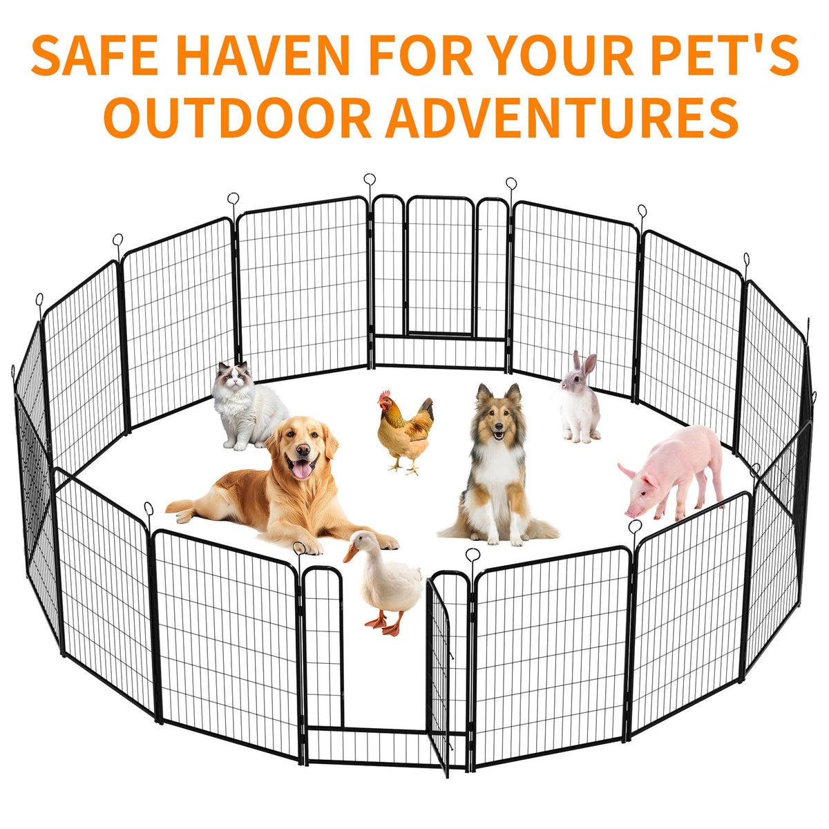 Heavy-Duty Iron Exercise-Pen System Portable Yard Camping Kennel Alternative J78590