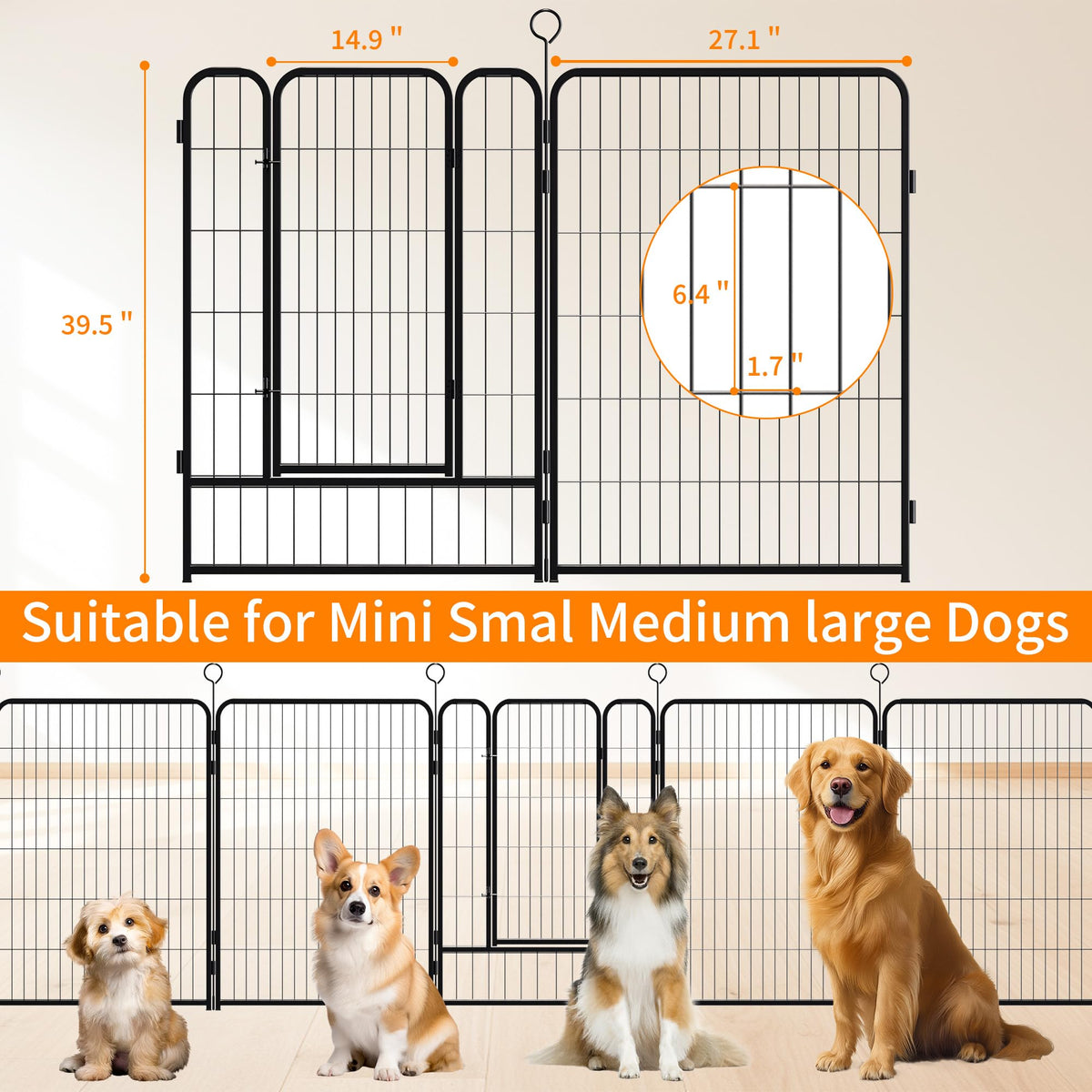 Heavy-Duty Iron Exercise-Pen System Portable Yard Camping Kennel Alternative J78590