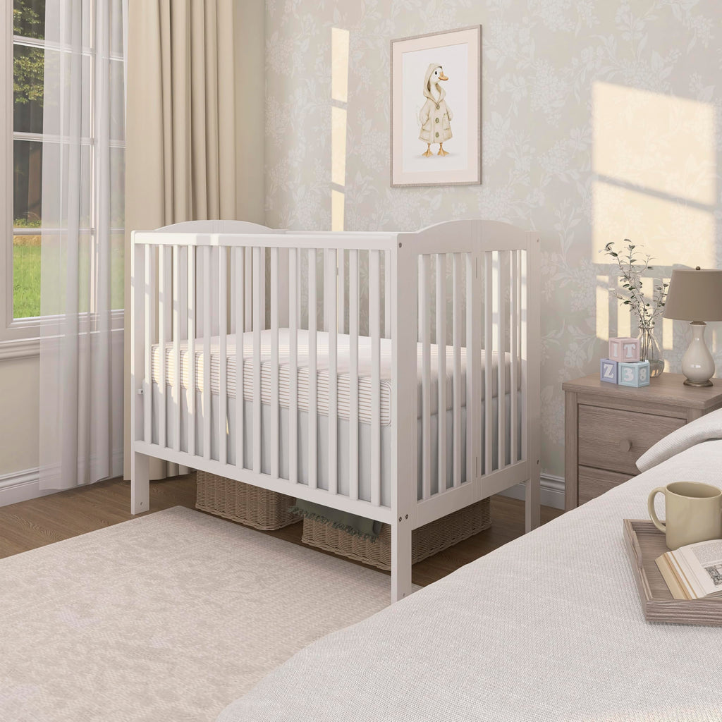 Full Size 2-in-1 Folding Baby Crib White C32681